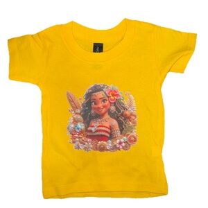 Disney Princess Character Graphic T-Shirt Yellow Kids 2T NEW